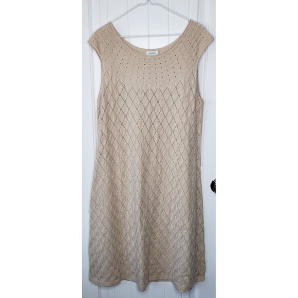 Sundance Soft Whispers Dress Womens XL Beige Sweater Sleeveless Knit A Line - Picture 1 of 12